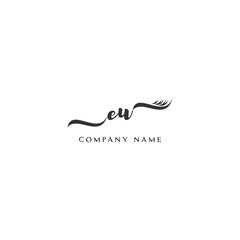 Minimalist EU Logo Design with Abstract Feather Element