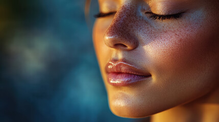 Fototapeta premium serene close up of calm person face with closed eyes, showcasing tranquility and beauty