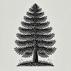 Obraz premium Black silhouette of a pine tree on a light background.