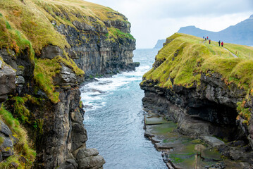 Sea Gorge in Gjogv Village - Faroe Islands