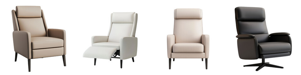 Naklejka premium Elegant and luxurious leather recliner chair in a modern living room setting This comfortable and ergonomic armchair provides the perfect spot for relaxation and lounging in a cozy home interior