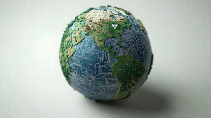 3D model of Earth with circuit board texture.