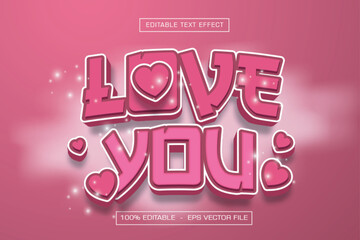 Love You Text Style, Editable Pinky Style
