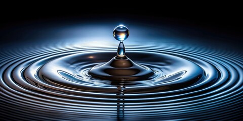 Surreal water drop splash: realistic ripples against stark black and clear backgrounds.