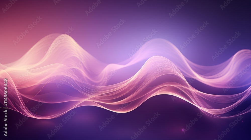 Poster flowing waves of color dance harmoniously at dusk in an abstract display. generative ai