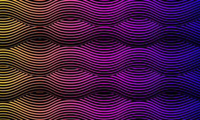 abstract Colorful Gradient Wavy Lines Background with Vibrant Neon Colors. Vibrant wavy lines with a gradient of neon colors create a dynamic, abstract design.Perfect for artistic or futuristic themes