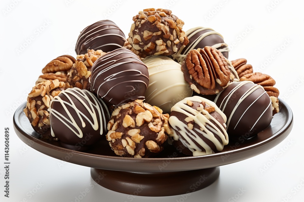 Poster indulging in a delightful assortment of chocolate truffles and treats on display. generative ai