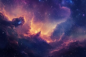 Fototapeta premium A Cosmic Nebula with Stars and Swirling Gas Clouds