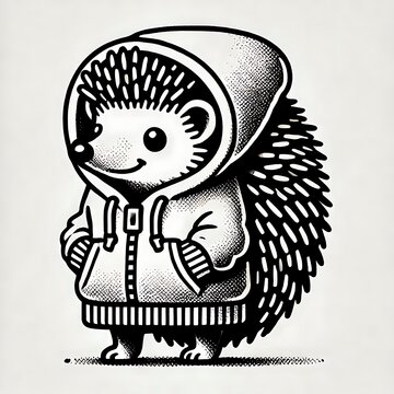 A cute hedgehog wearing a hoodie.