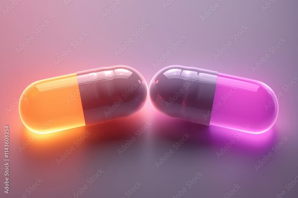 Aufkleber futuristic abstract design of split pill with gradient background