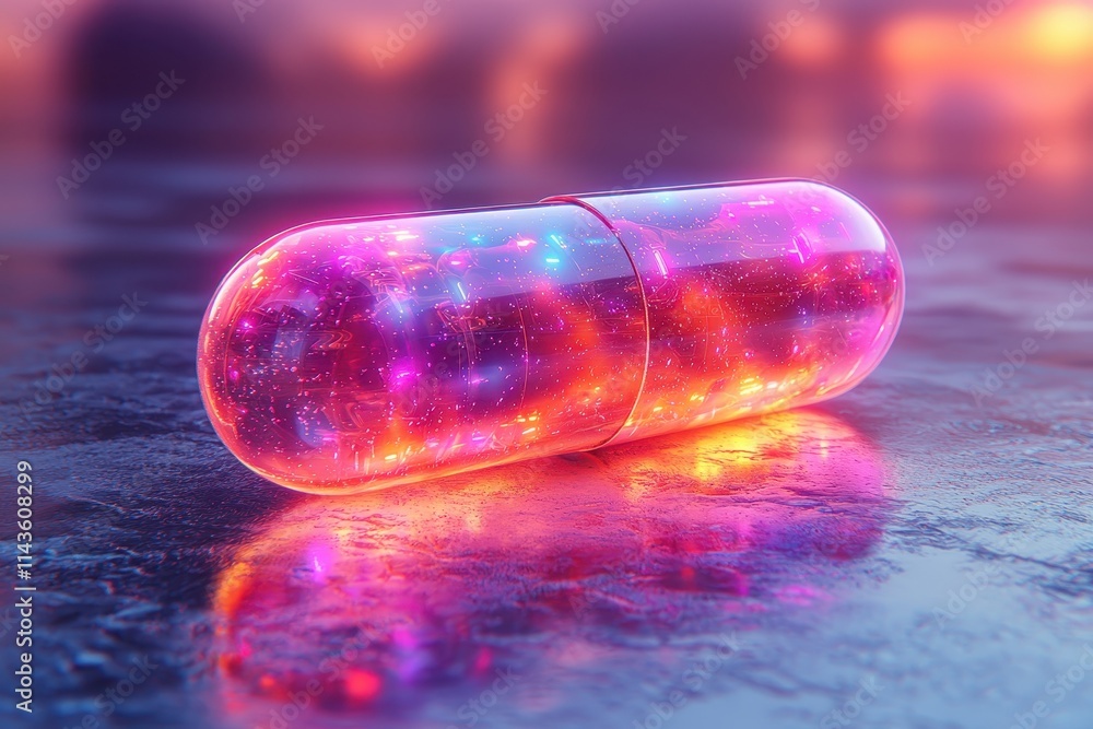 Aufkleber futuristic abstract design of split pill with gradient background