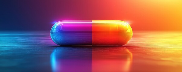 Futuristic Abstract Design of Split Pill with Gradient Background