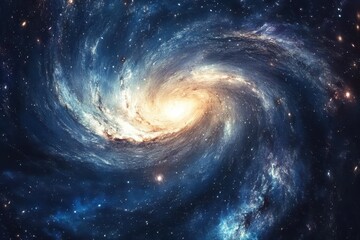 A Cosmic Spiral Galaxy with Stars and Nebulae