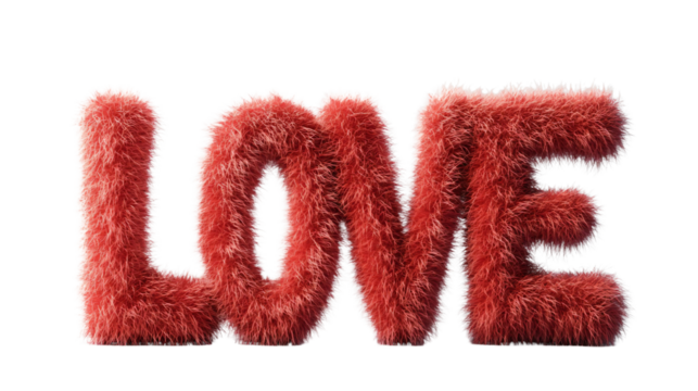 Fluffy , Red Color Word of Love for Valentine's Day Isolated on a White Background - Powered by Adobe