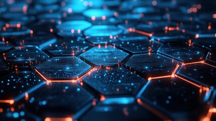 Obraz premium Abstract Futuristic Hexagon Pattern With Glowing Lines