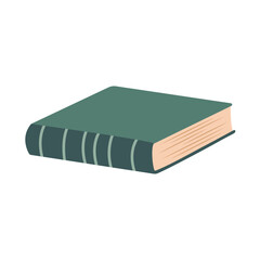 Book bound in green. Vector illustration in flat style.