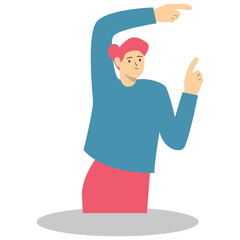 Person Pointing Illustration Isolated on White Background. Flat Vector Character