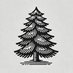 Obraz premium Black and white illustration of a pine tree.