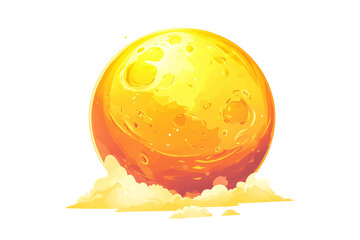 a yellow moon with white clouds