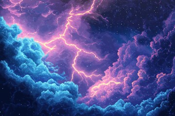Fototapeta premium A Digital Abstract Depiction of Lightning Striking Through Clouds