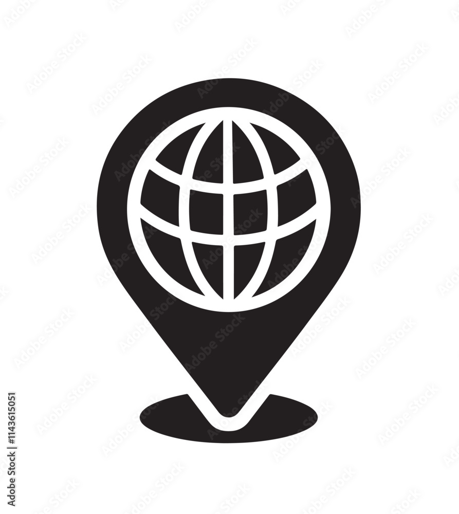 Poster global location map pin icon. map pin location sign icon vector illustration, black location pin mar