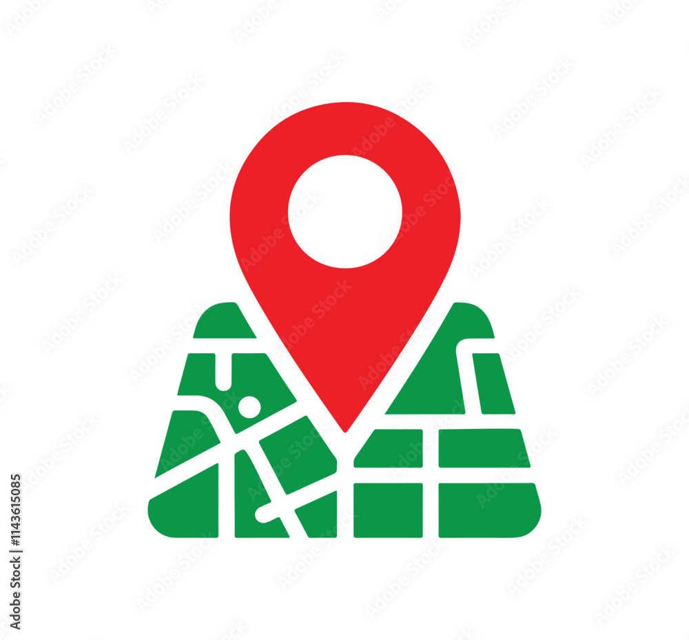 Poster map and location pin icon vector. map pointer vector. navigation marker. location pointer, location 