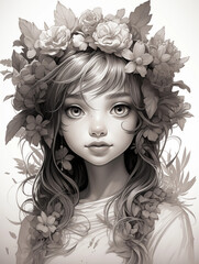 자연을 품은 소녀 스케치 A Girl Embracing Nature: Sketch