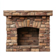 Exposed Brick Fireplace isolated on white background