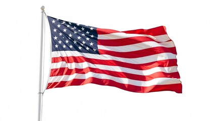 Obraz premium American flag blowing in the wind isolated on white background