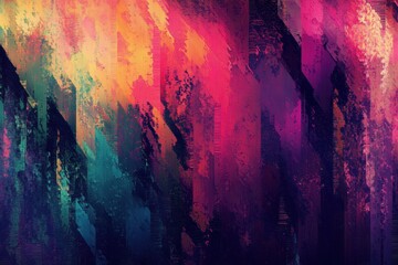 Abstract Painting with Diagonal Strokes and Vibrant Colors