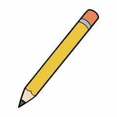 Minimalist vector illustration of a yellow Pencil with eraser, write supply, school supply isolated on white background