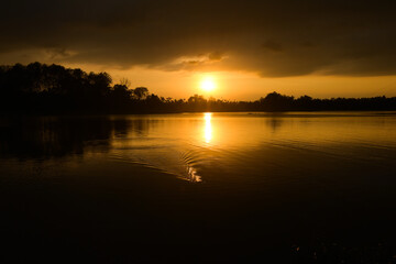 Naklejka premium evening sunset The monsoon is coming, Rainy season atmosphere