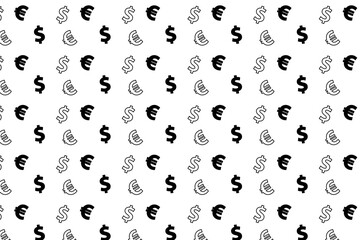 Simple dollar and euro seamless pattern vector.