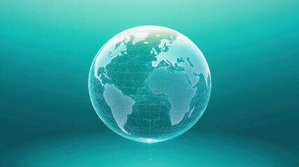 Obraz premium Wireframe globe design showcasing a digital representation of Earth against a vibrant background