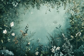 A Lush Greenery Border With Delicate White Flowers
