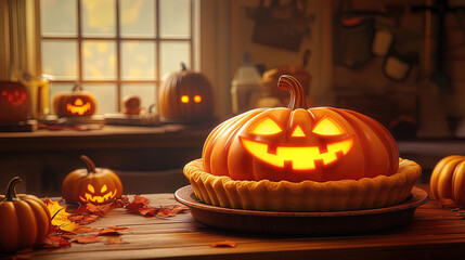 halloween pumpkin on a table