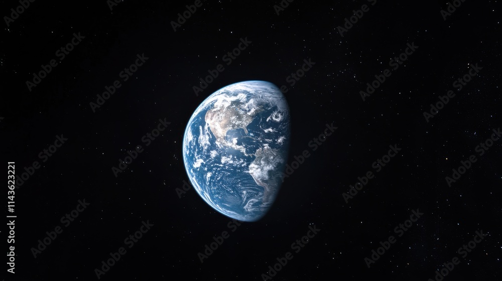 Poster Stunning view of Earth captured from space showcasing vibrant colors and intricate details of continents and oceans