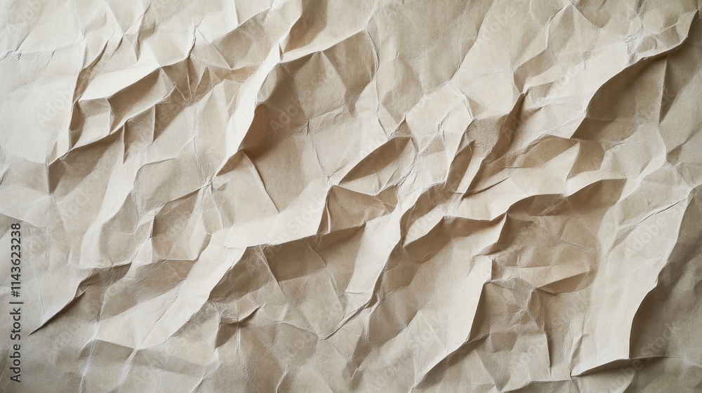 Aufkleber Subtle texture of soft crumpled paper showcasing unique patterns and light in warm tones