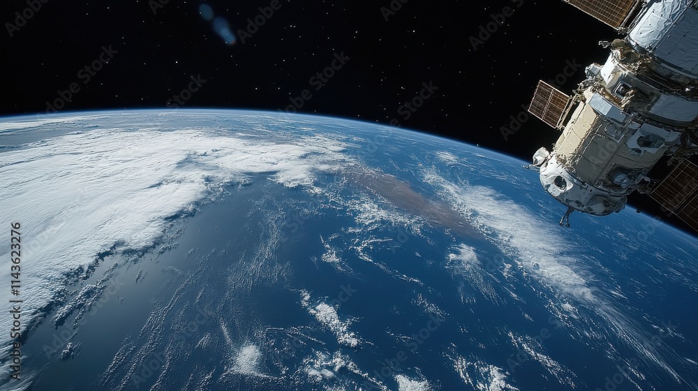 Aufkleber stunning view of earth from low earth orbit showcasing swirling clouds and vibrant oceans