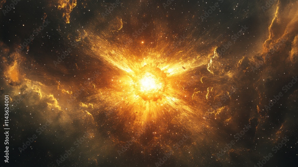 Poster striking supernova wallpaper showcasing a cosmic explosion in a vibrant display of energy and light