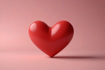 a close up of a red heart on a pink background