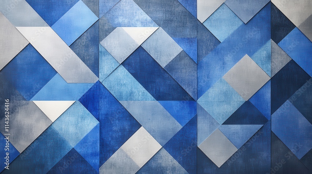 Aufkleber geometric design in blue tones creating a modern and sleek aesthetic suitable for contemporary art s