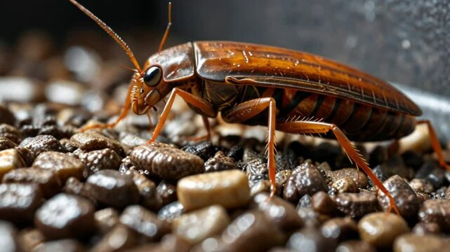 a cockroach in a trash can close up