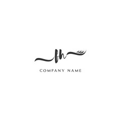  Minimalist FH Logo Design with Abstract Feather Element