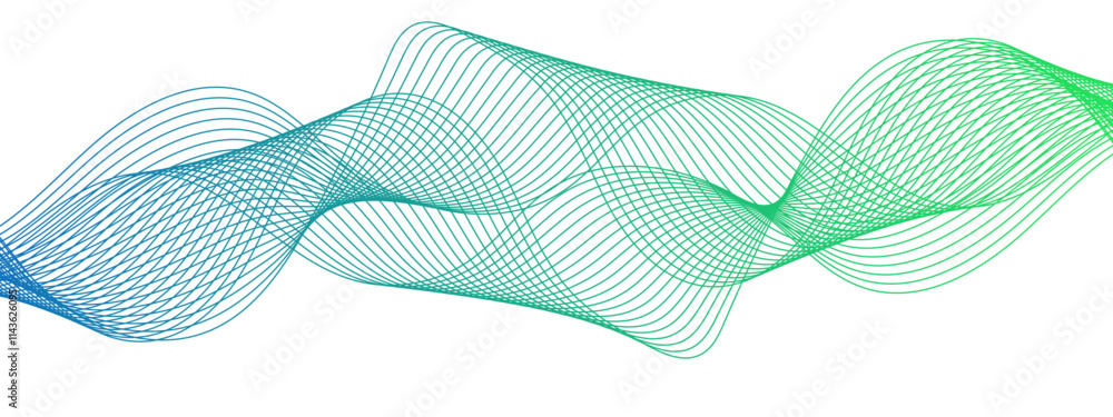 Leinwandbilder Abstract carve wave line blend blue and green glowing flow. Curved wavy lines tech futuristic motion background. Business Illustration pattern of lines in transparent. Modern technology wave 
