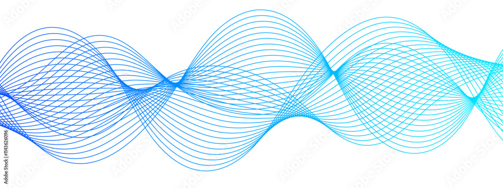 Poster Abstract carve wave line blend blue and green glowing flow. Curved wavy lines tech futuristic motion background. Business Illustration pattern of lines in transparent. Modern technology wave 