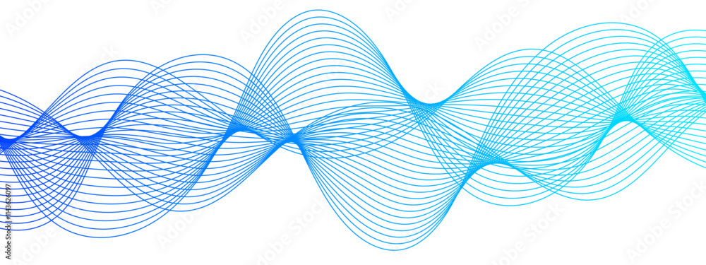 Poster abstract carve wave line blend blue and green glowing flow. curved wavy lines tech futuristic motion