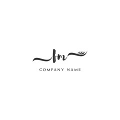  Minimalist FM Logo Design with Abstract Feather Element