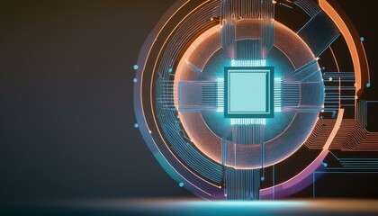 Naklejka premium Consumer future and technology concepts: Quantum computing concept, glowing circuits and particles.