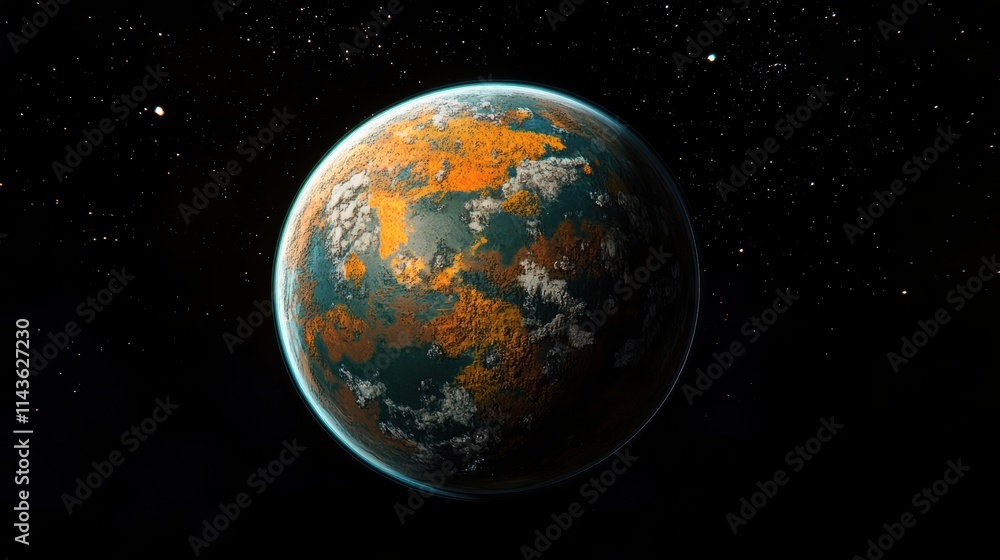 Poster mesmerizing view of a colorful exoplanet with vibrant landscapes and dynamic textures in deep space